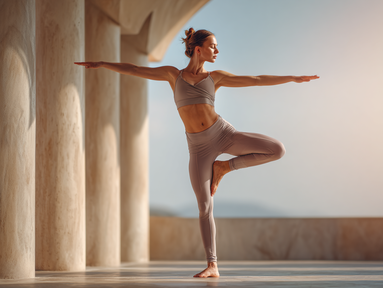 Grupo de estudiantes de yoga en una clase al aire libre